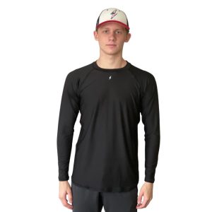 BRUCE BOLT Long Sleeve Performance T-Shirt with Reflective Bolt - BLACK