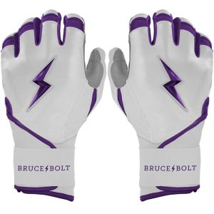 Bruce Bolt Premium Pro Chrome Series Long Cuff Batting Gloves: Purple